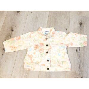 Girls Infant Toddler Oshkosh Peach Floral Denim Jacket Sz 12mos